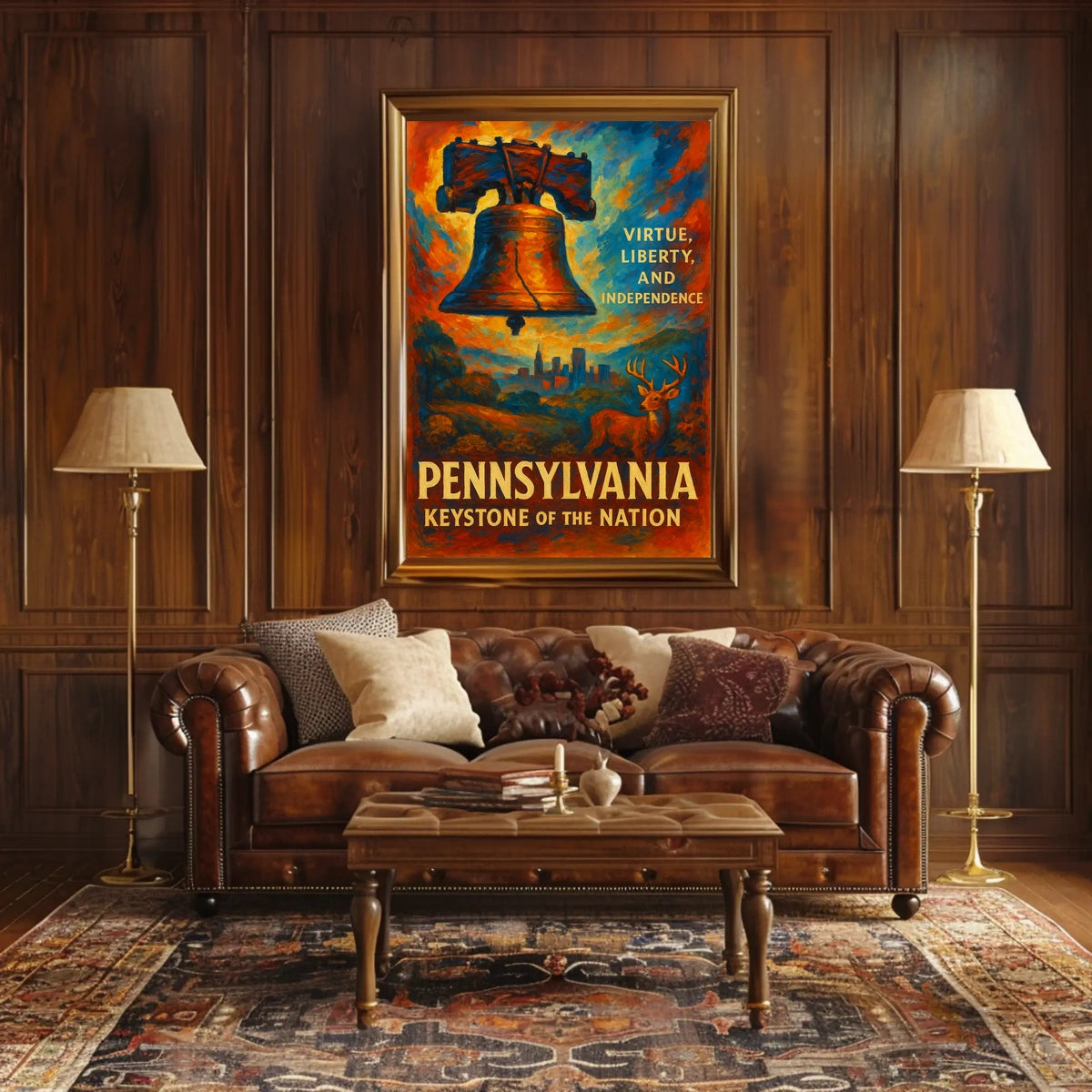 Pennsylvania Keystone of the Nation Poster Patriotic Decor
