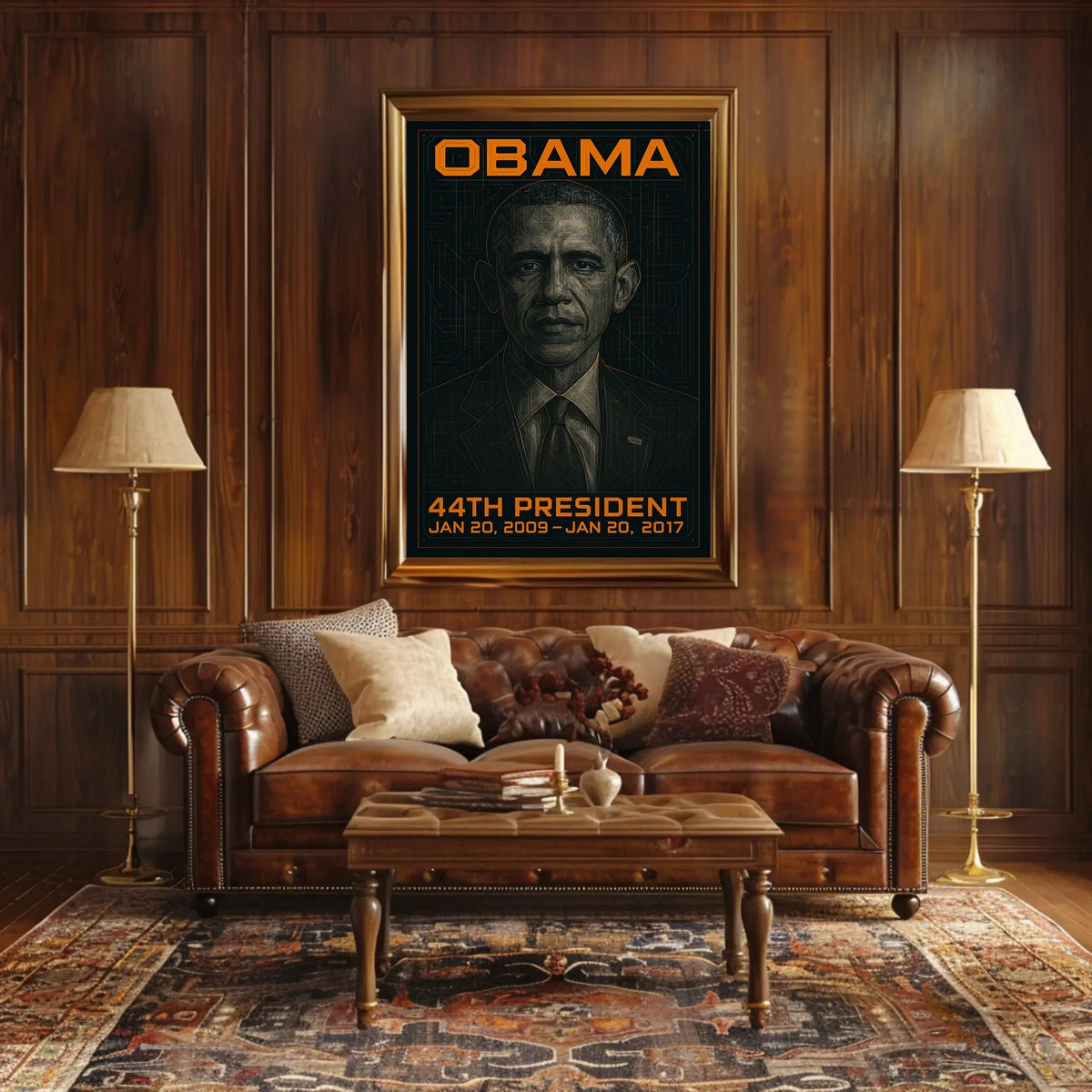 Barack Obama 44th President of the United States Techno Schematic Poster