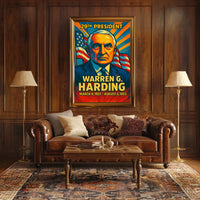 Warren G. Harding 29th President of the United States Colorful Comic Book Style Poster