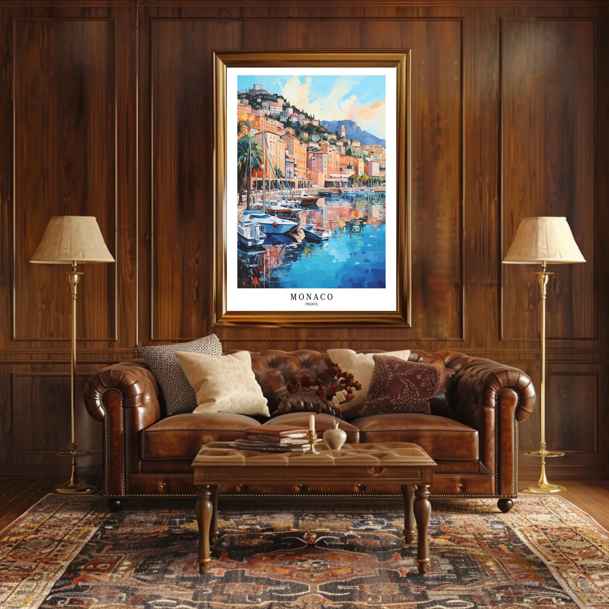 Monaco Harbor Impressionistic Style Travel Poster PosterGoat
