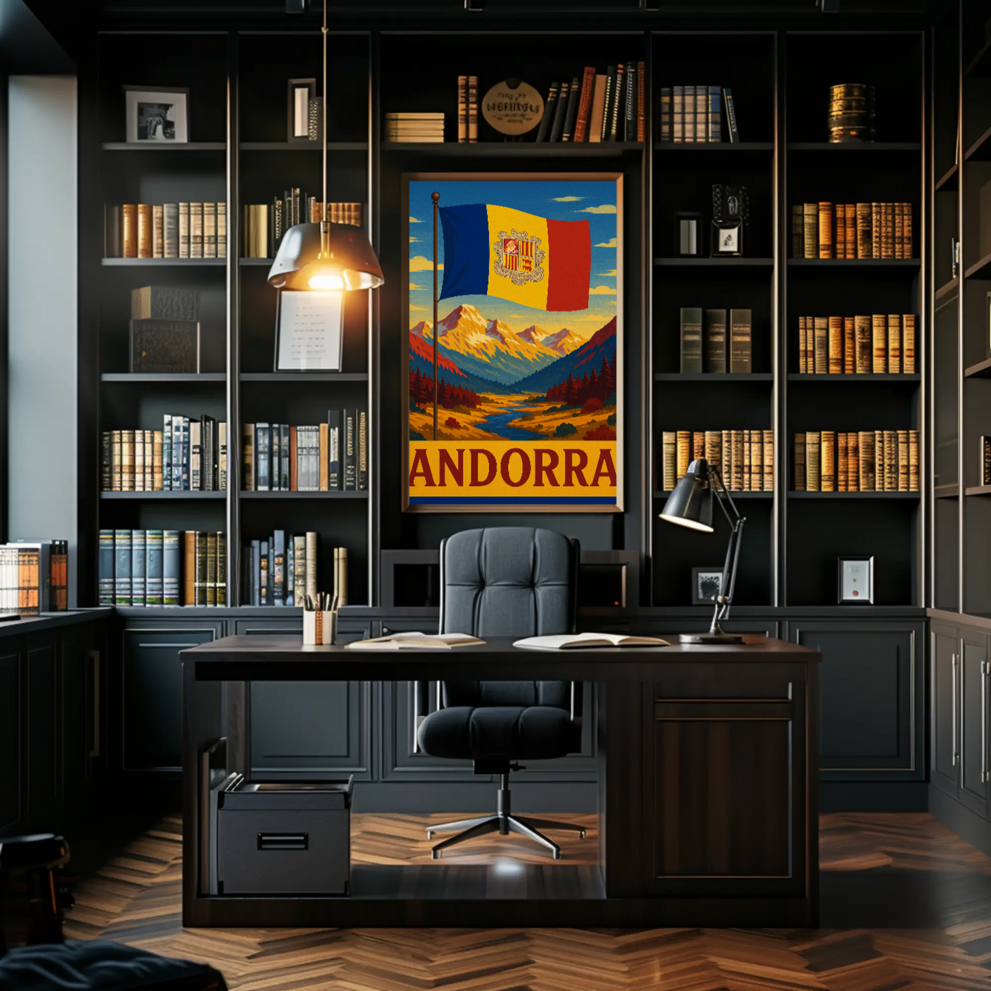 Vintage Andorra Mountain Landscape Travel Poster