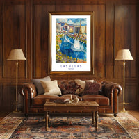 Las Vegas Cityscape Watercolor Illustration Travel Poster PosterGoat