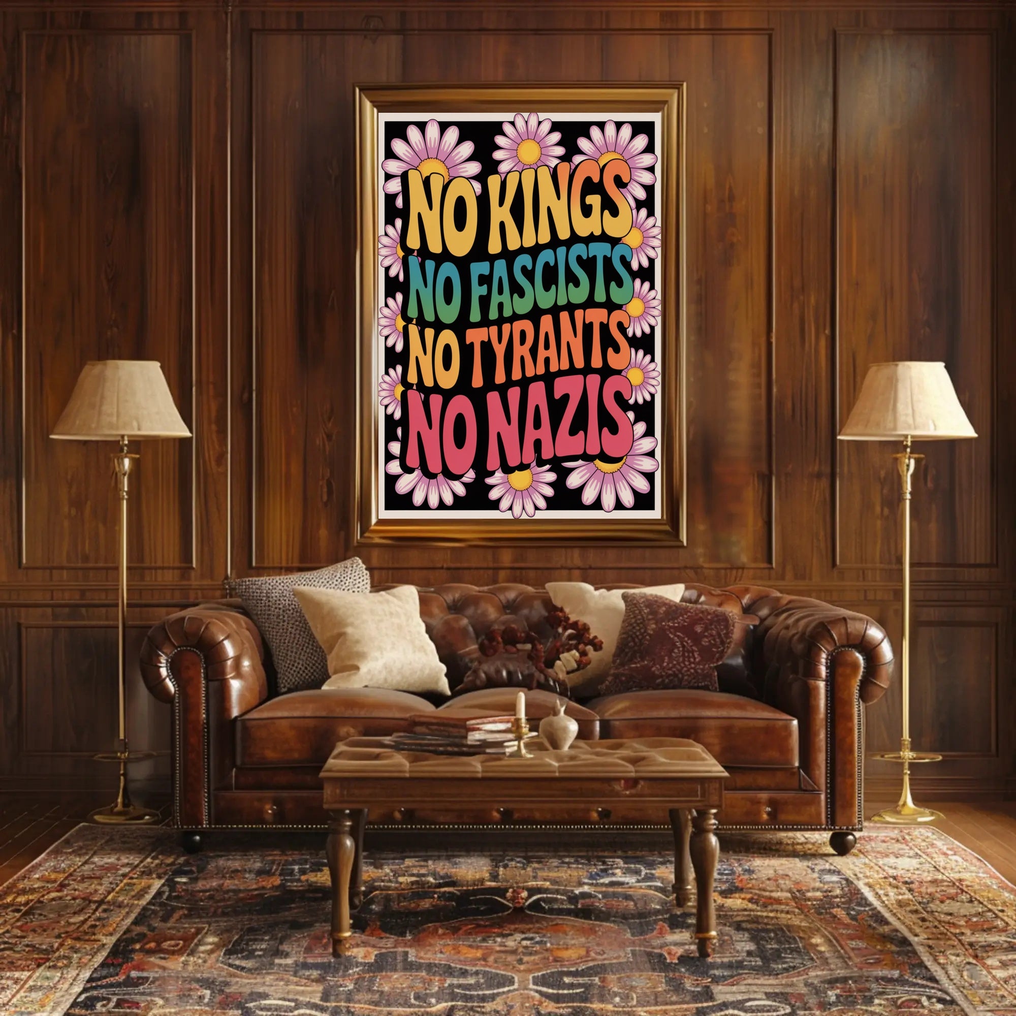 NO KINGS, NO FASCISTS Political or Propaganda Poster