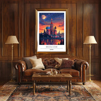 Moscow Nightscape Illustration: Enchanting Urban Cityscape Poster