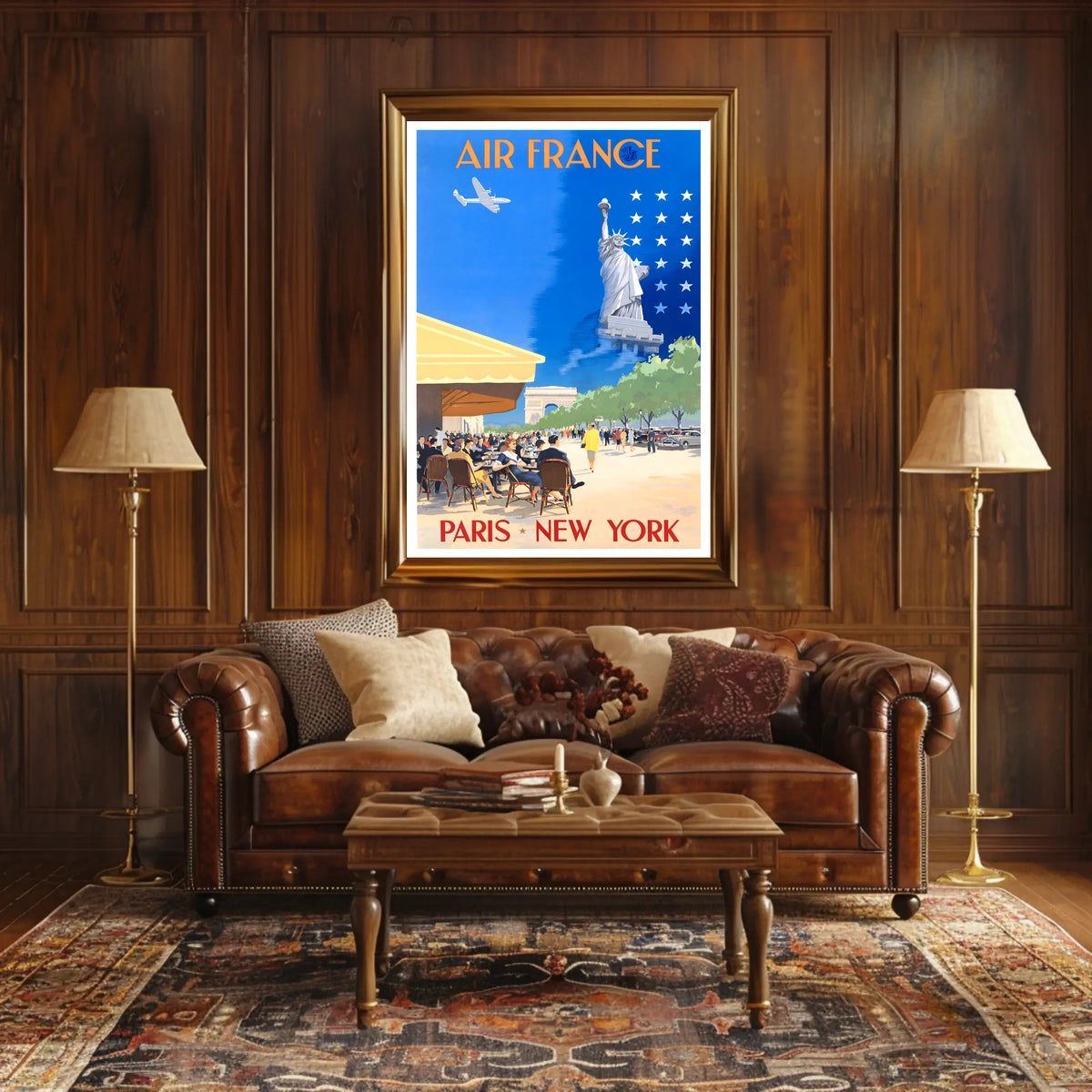 Air France Travel Poster Vintage Paris New York Wall Art