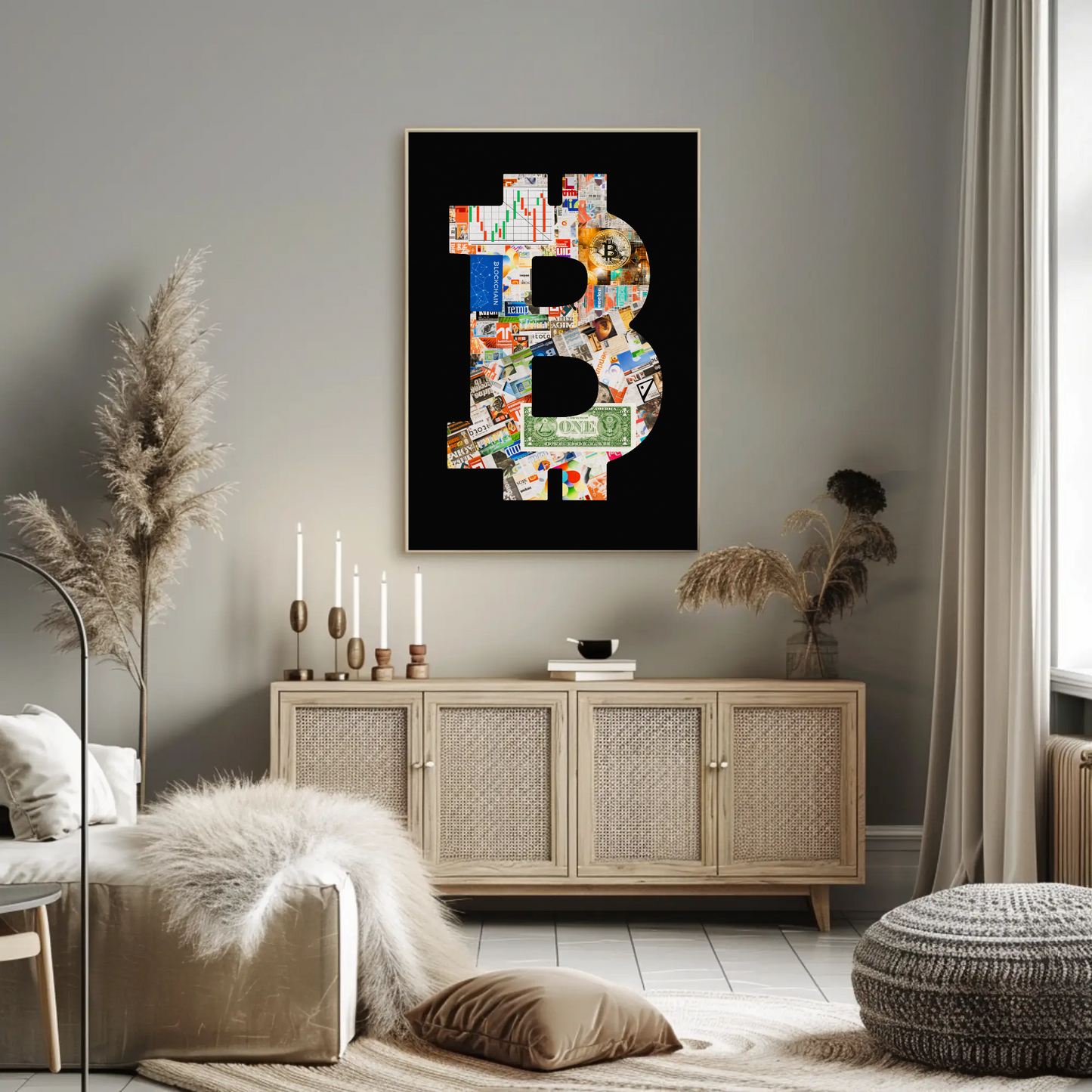 Vintage Poster Bitcoin Collage Art