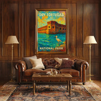 Dry Tortugas National Park Scenic Travel Wall Art Print Vintage Coastal Souvenir Decor Poster