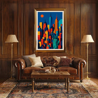 Vibrant NYC Skyline Poster For Urban Art Lovers Geometric