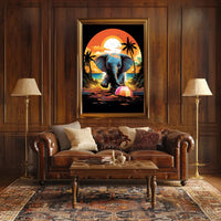Elephant Paradise At Sunset Poster