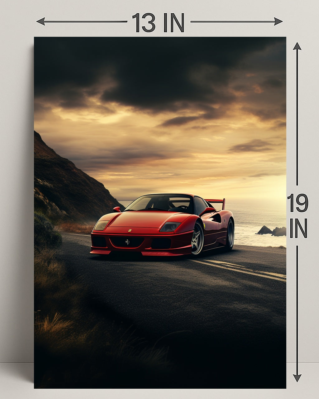 Sunset Drive Red Sports Car Poster