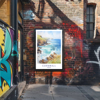 Cornwall Coastal Art: Serene Watercolor Travel Poster PosterGoat