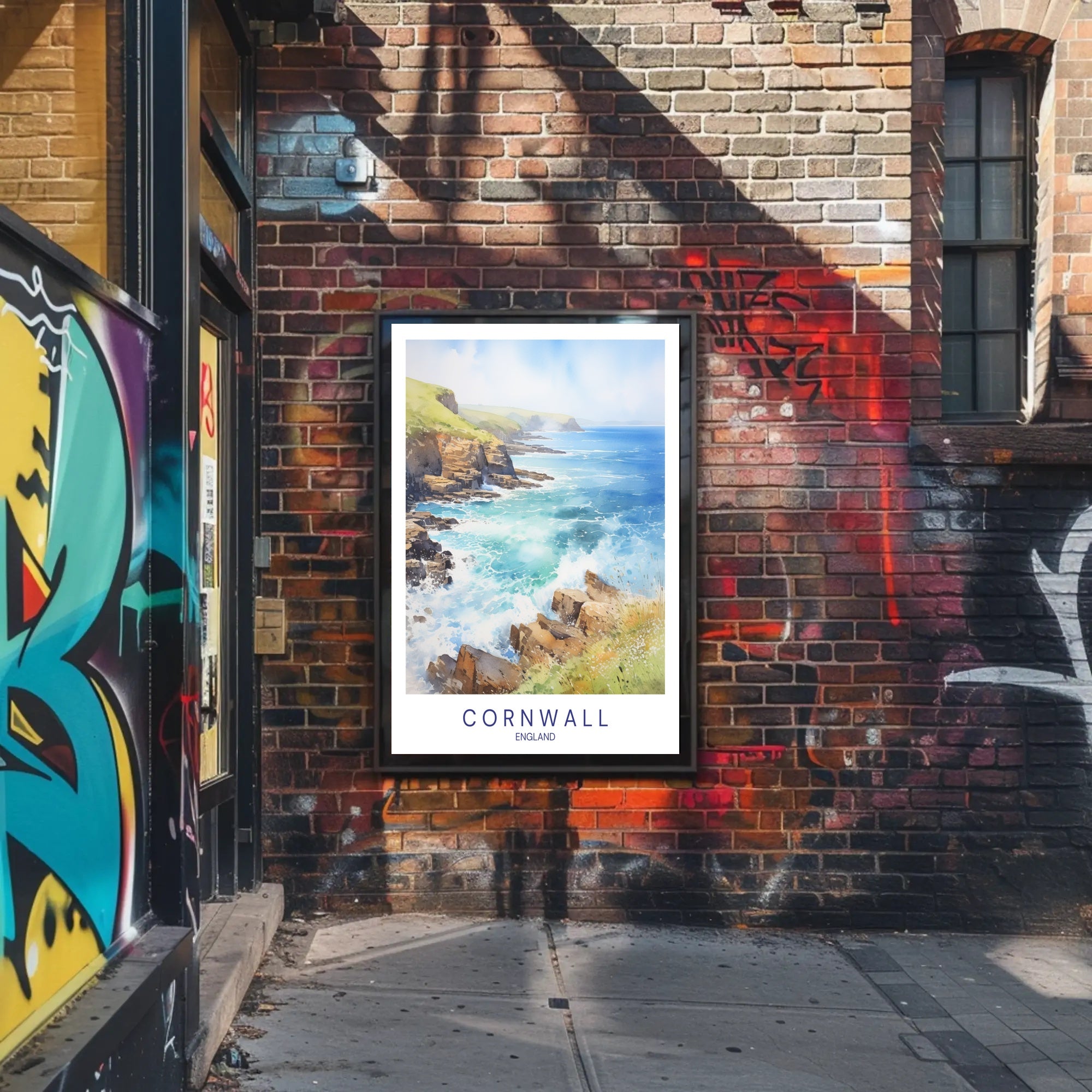 Cornwall Coastal Art: Serene Watercolor Travel Poster PosterGoat