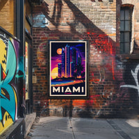 Miami Skyline at Sunset Poster