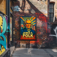 James K. Polk 11th President of the United States Colorful Comic Book Style Poster