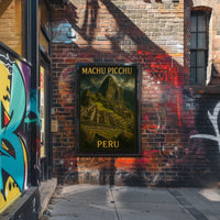 Machu Picchu Peru Travel Heritage Historic Inca Ruins Landscape Vintage Retro Typography Poster