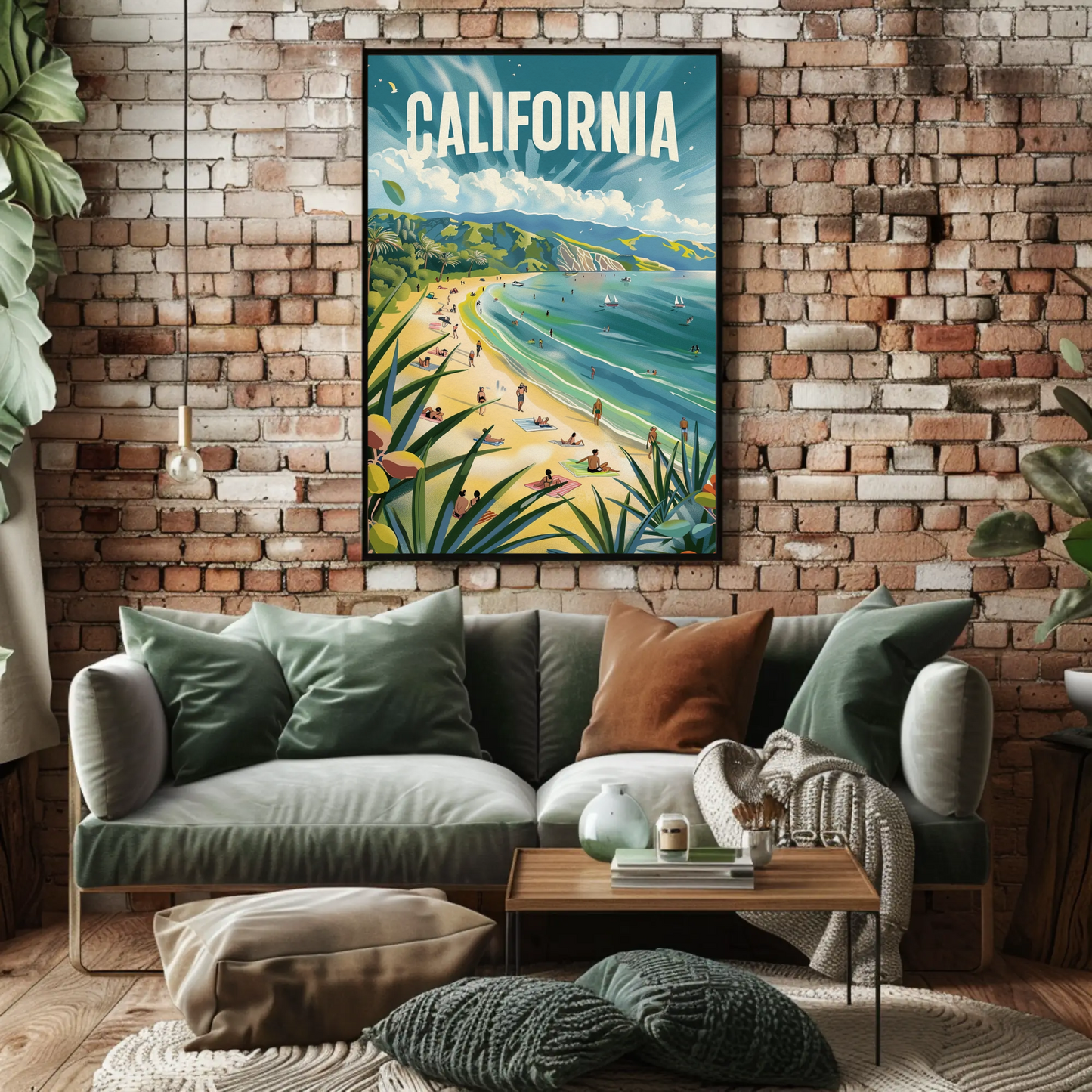 California Dream Coastline Beach Day Travel Poster
