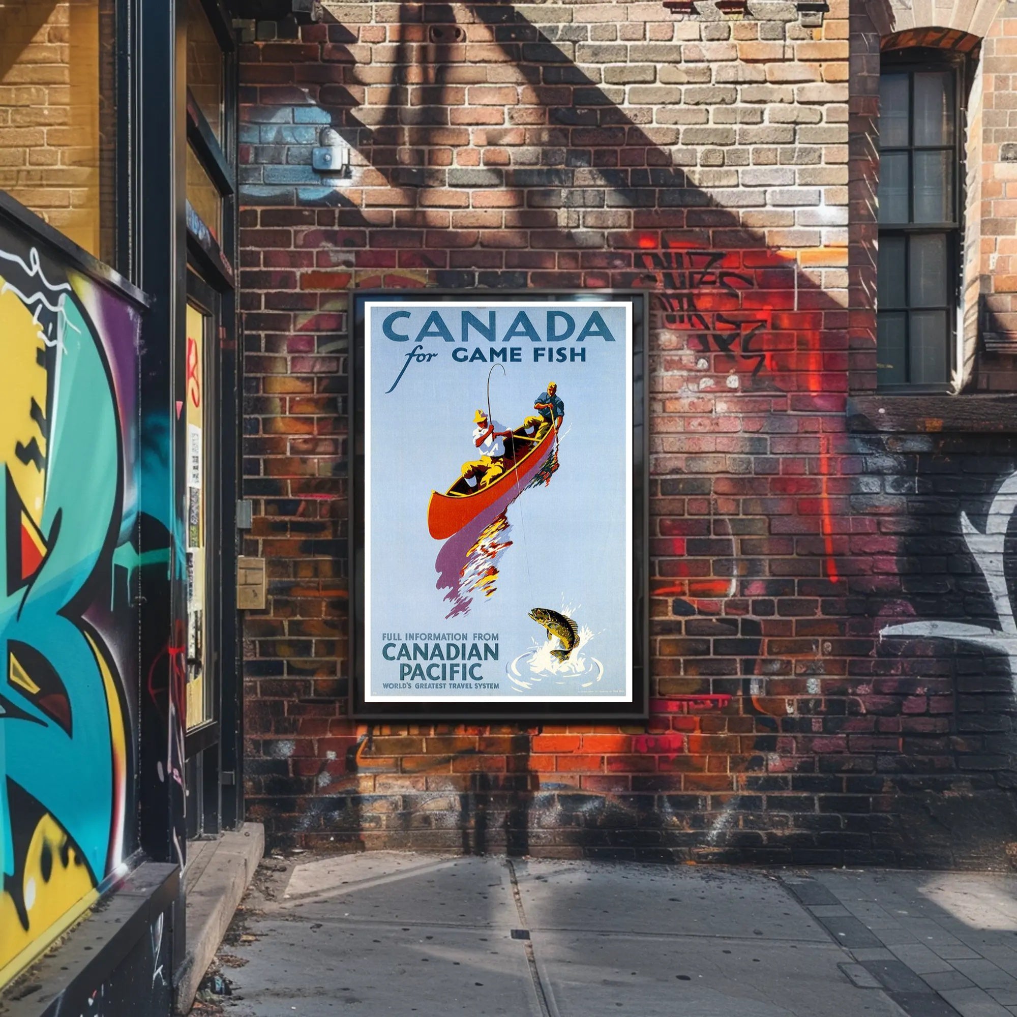 Fishing Adventure in Canada Vintage Travel Poster PosterGoat