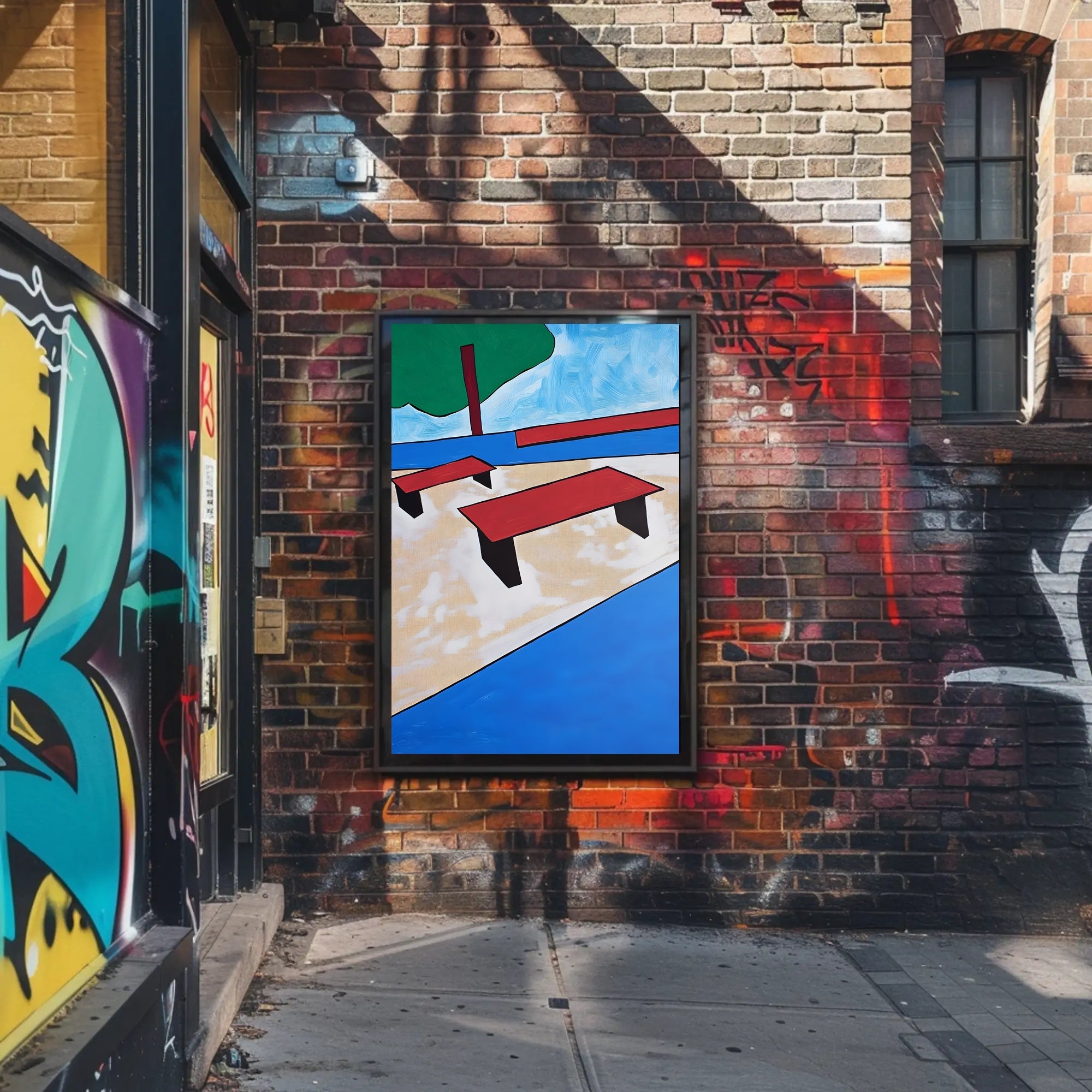 Abstract Park Scene Poster Modern Minimalist Print