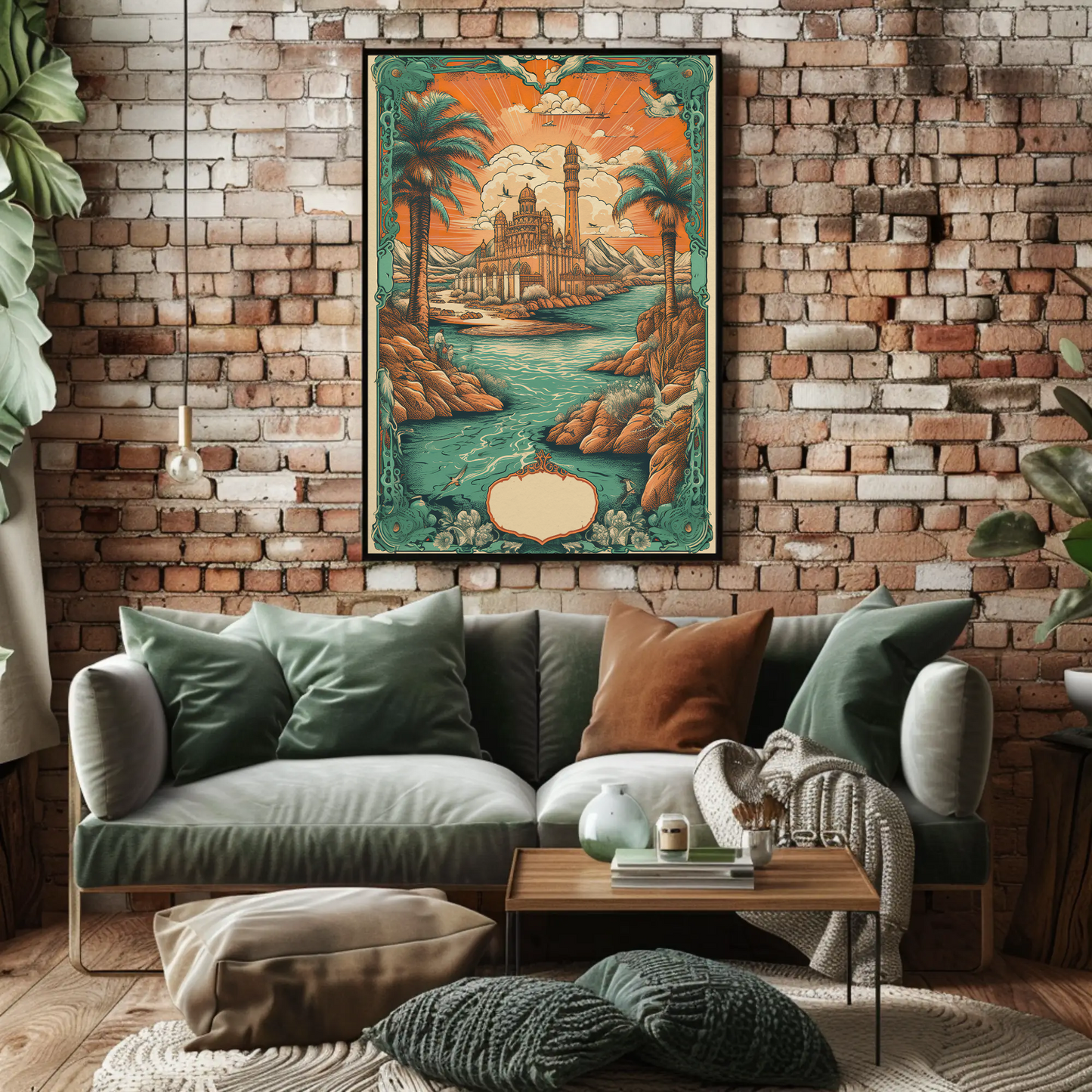 Middle Eastern River Palace Fantasy Landscape Travel Poster