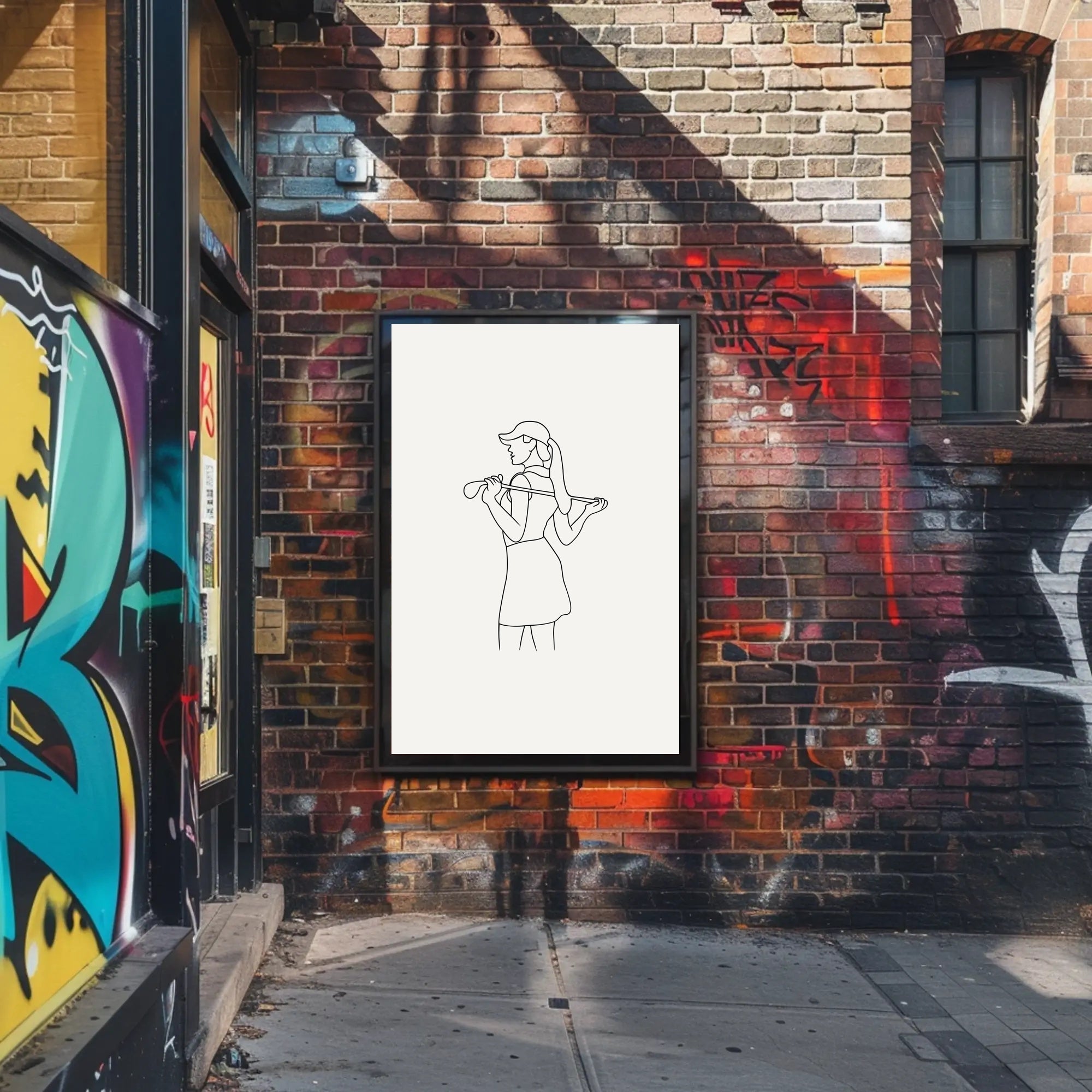 Minimalist Woman Golf Line Drawing Sports Poster