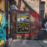 Pittsburgh Skyline and Symbols Poster PosterGoat
