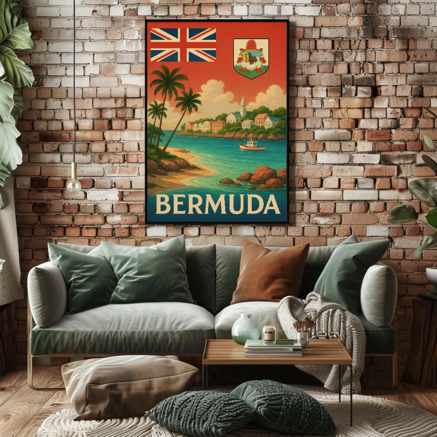 Bermuda Coastal Charm Vintage Travel Poster