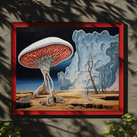 Surreal Landscape with Skeletal Wanderer Fantasy Poster