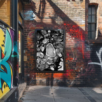 Stark Black and White Abstract Ice Formation Poster