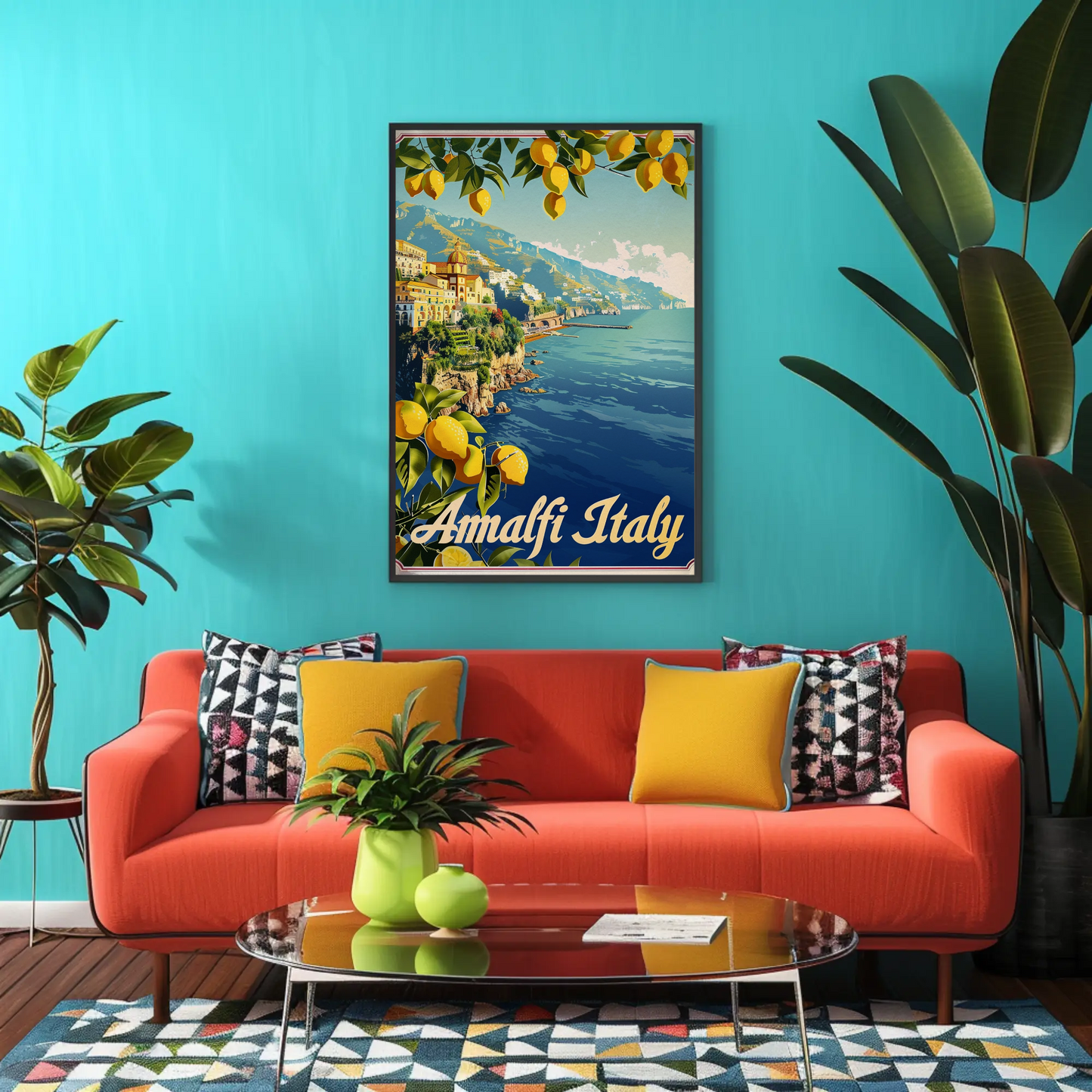 Amalfi Italy Bright Vintage Poster