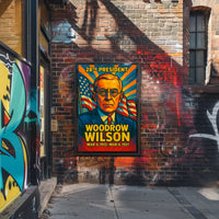 Woodrow Wilson 28th President of the United States Colorful Comic Book Style Poster