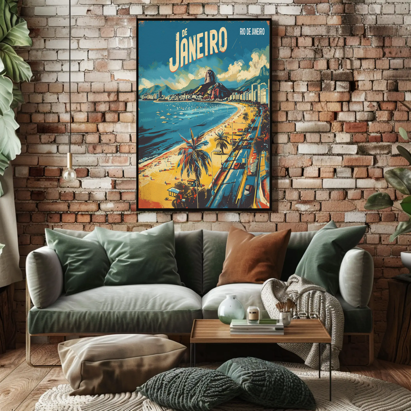 Rio De Janeiro Brazil Coastline Sugarloaf Beach Travel Poster