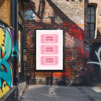 Good Times Nostalgic Pink Tickets Pop Culture Poster PosterGoat