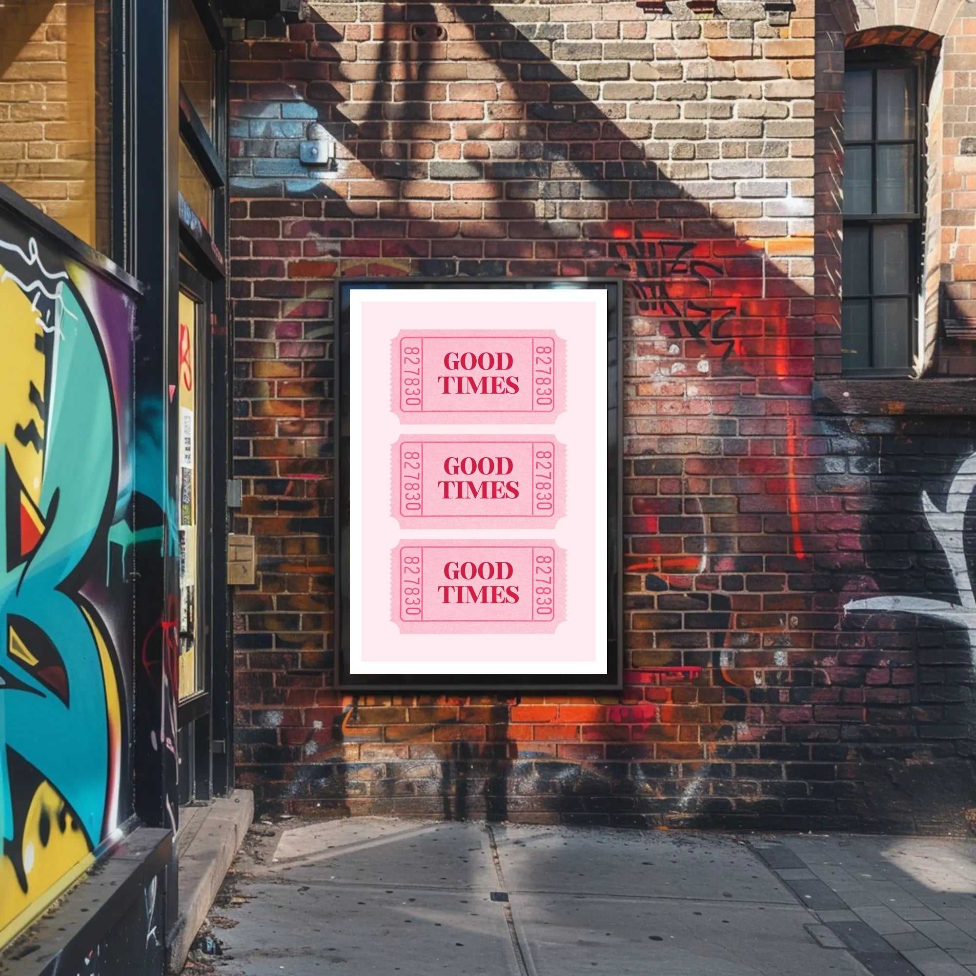 Good Times Nostalgic Pink Tickets Pop Culture Poster PosterGoat