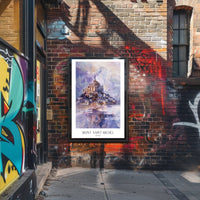 Mont Saint-Michel Watercolor Travel Art Poster PosterGoat