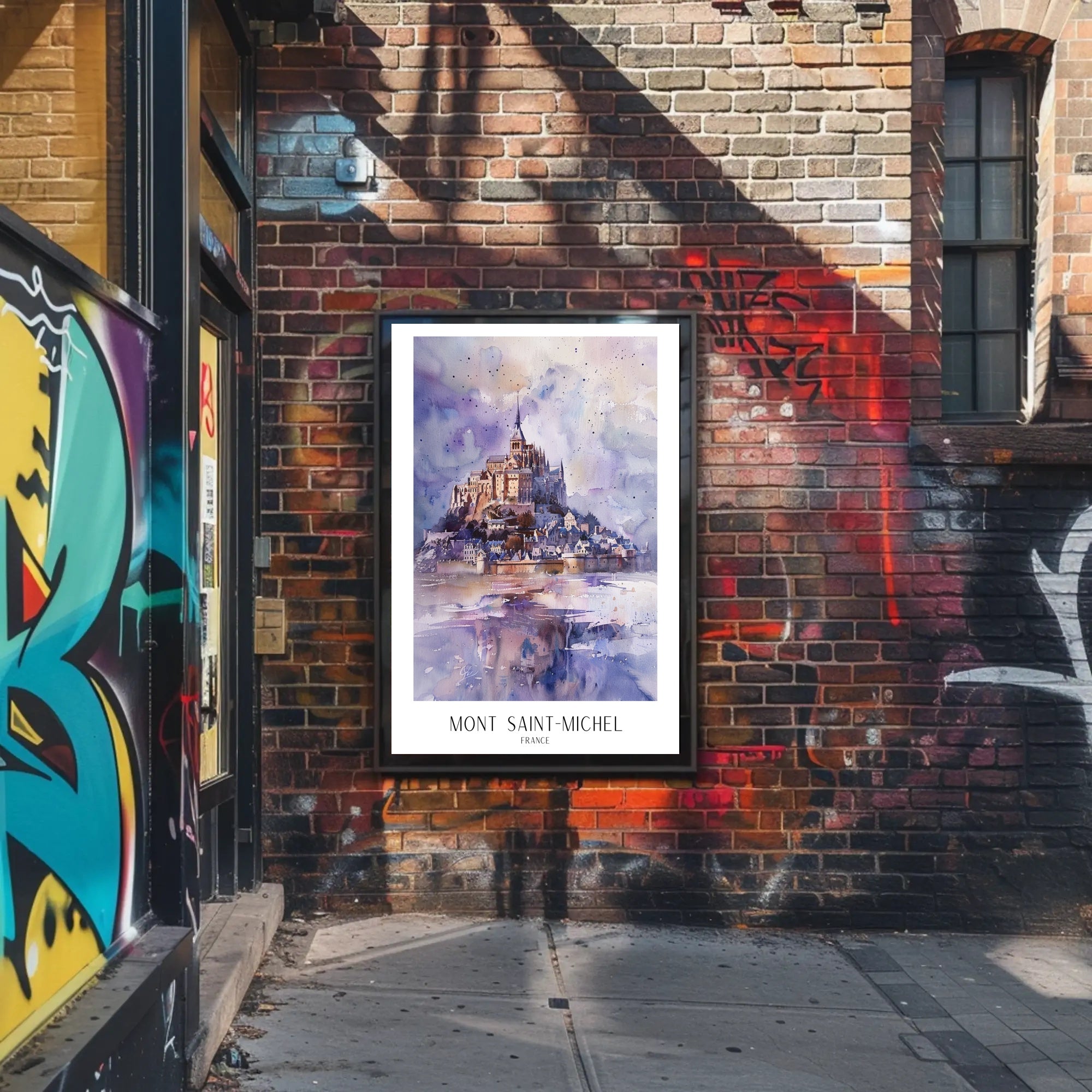 Mont Saint-Michel Watercolor Travel Art Poster PosterGoat