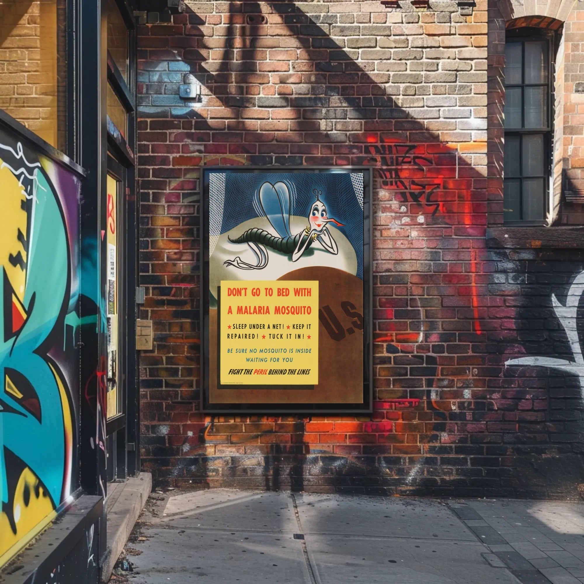 WWII Malaria Awareness Mosquito Net Poster PosterGoat