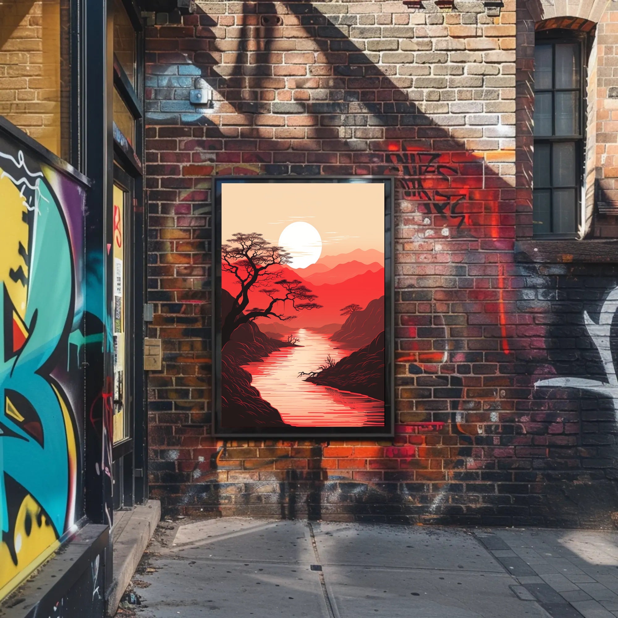 Tranquil Sunset Over Red Mountains Poster