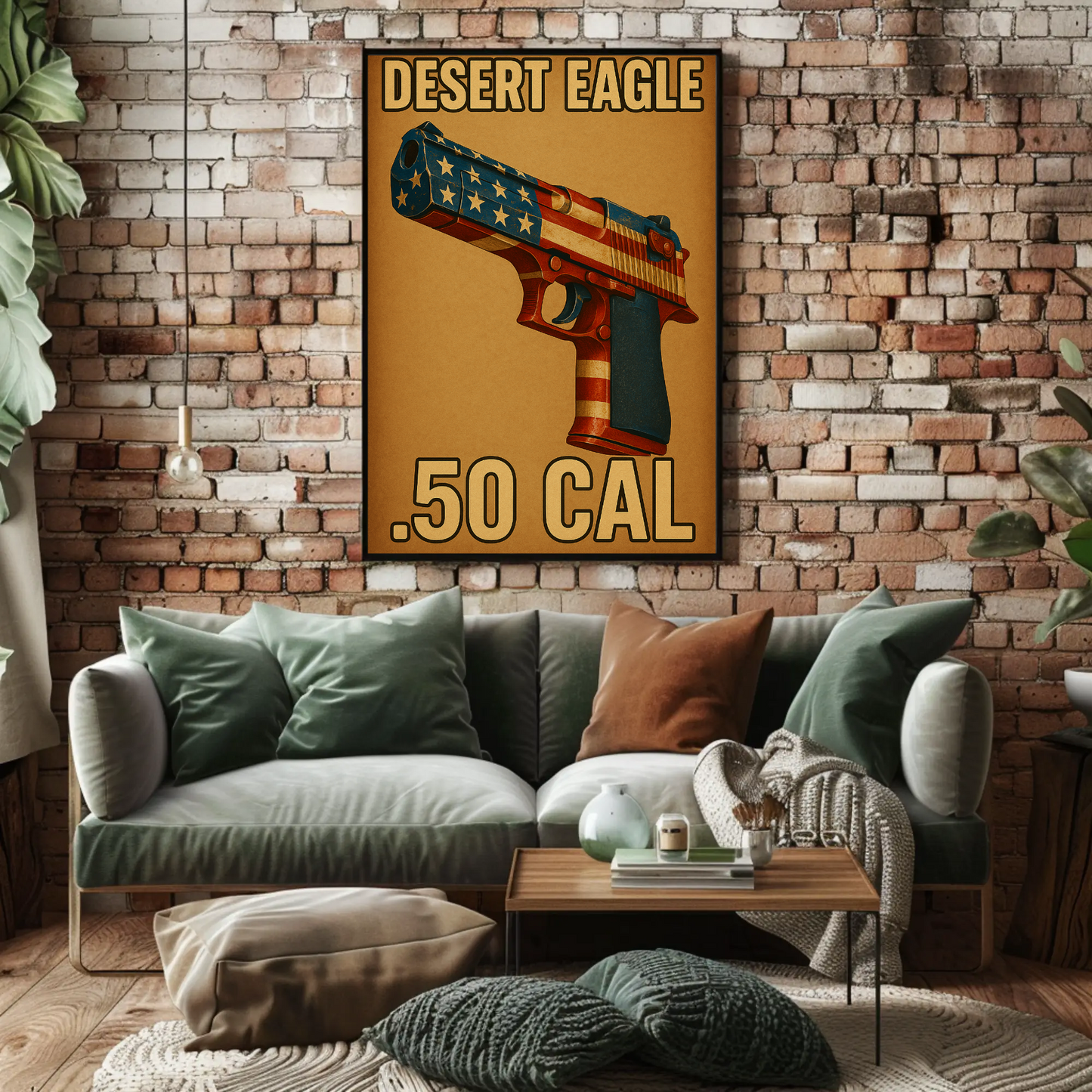 Desert Eagle 50 Cal USA Flag Firearm Art Poster