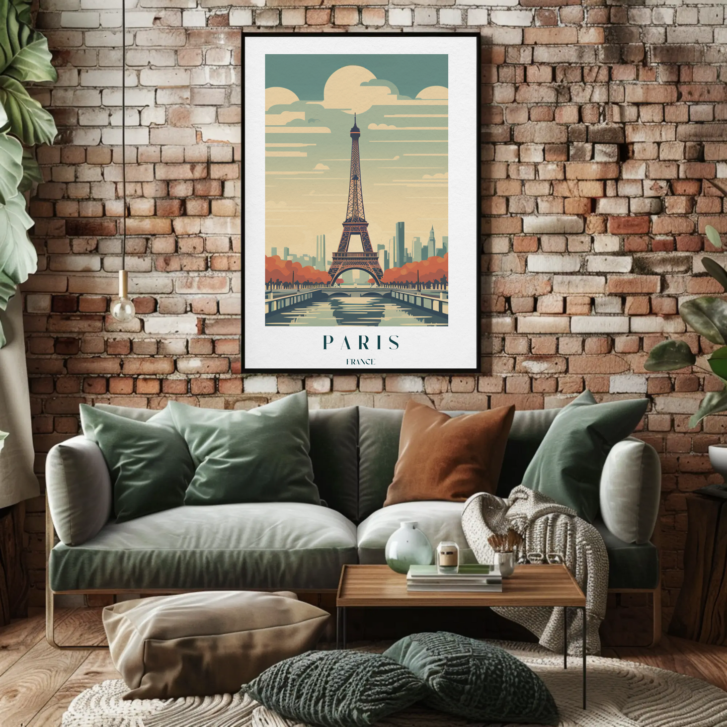Paris France Eiffel Tower Autumn Skyline Travel Poster