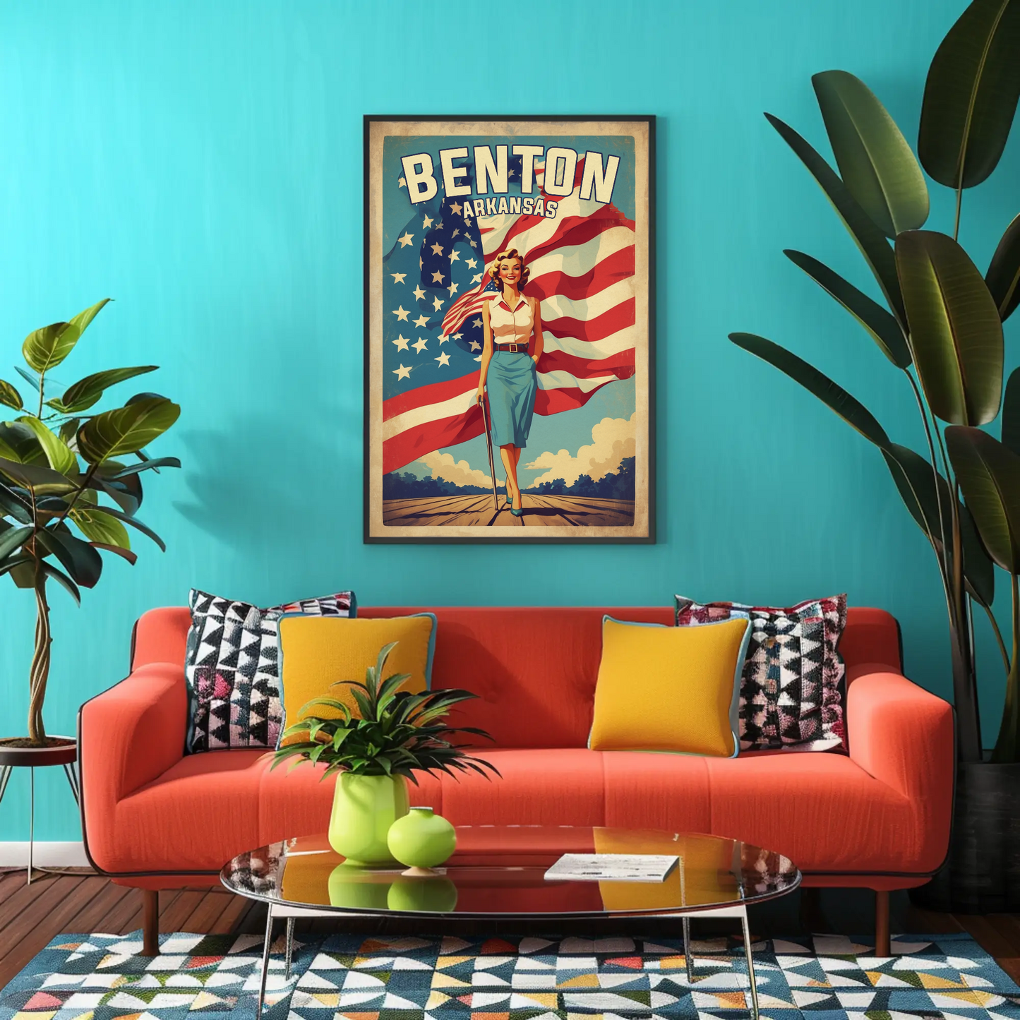 Benton Arkansas Pinup Patriot Vintage Travel Poster