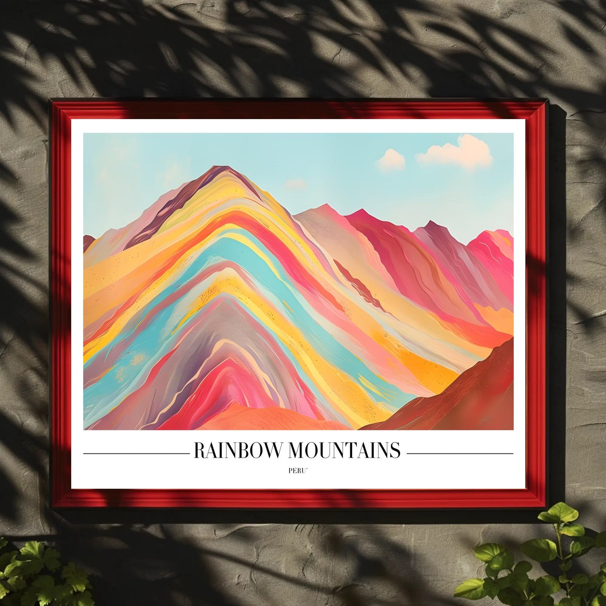 Vibrant Rainbow Mountains Abstract Artistic Poster
