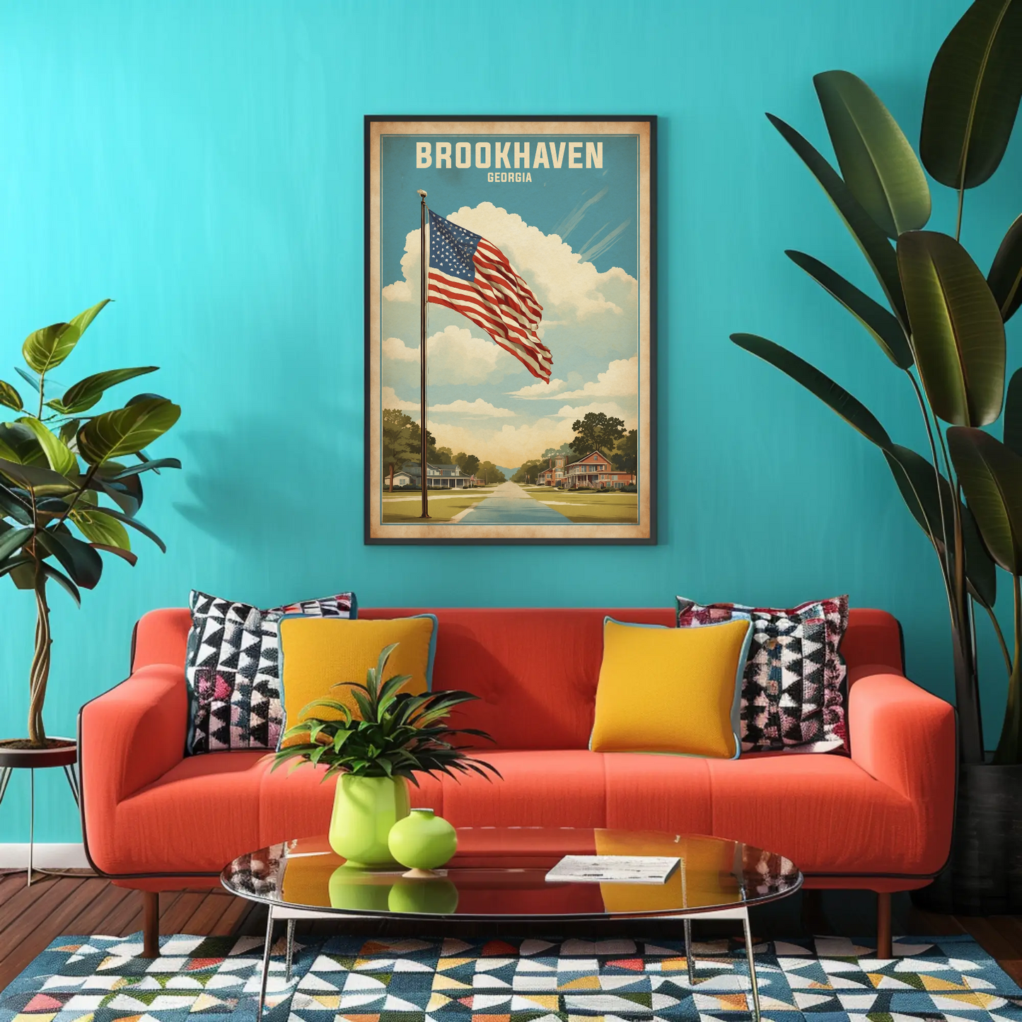 Brookhaven Georgia American Scene Art Vintage Travel Poster