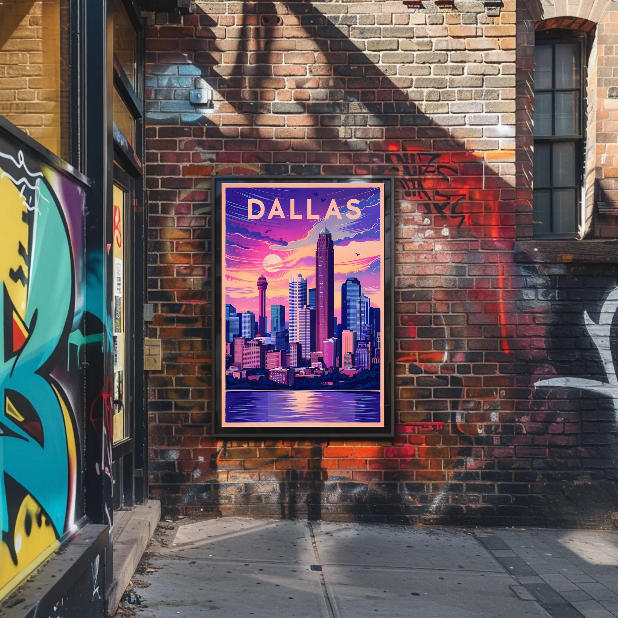 Dallas Skyline at Sunset Poster