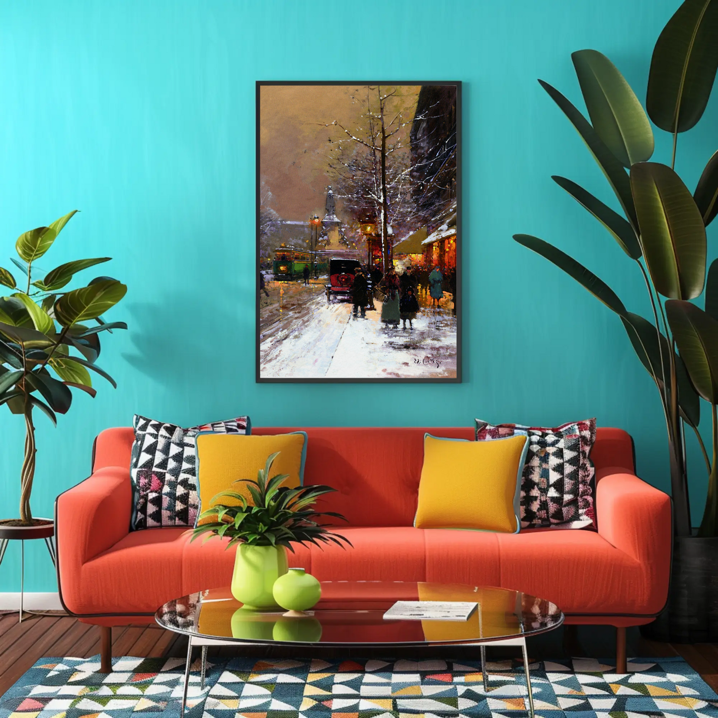 Paris Winter Street Scene – Snowy Evening