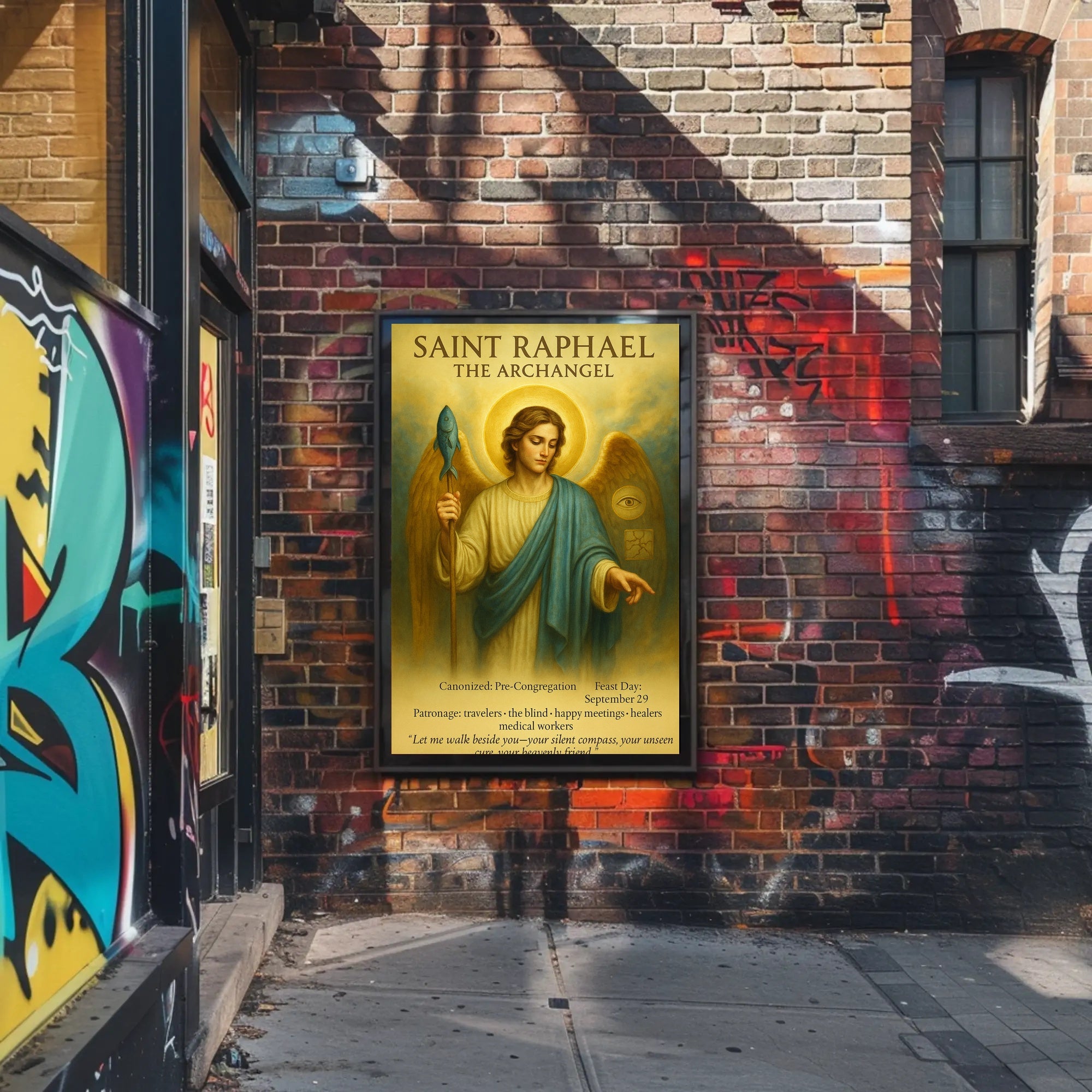 Saint Raphael Archangel Poster: Spiritual Guidance and Support Fantasy