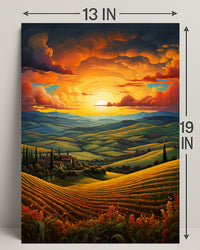 Sunset Over Rolling Hills Poster
