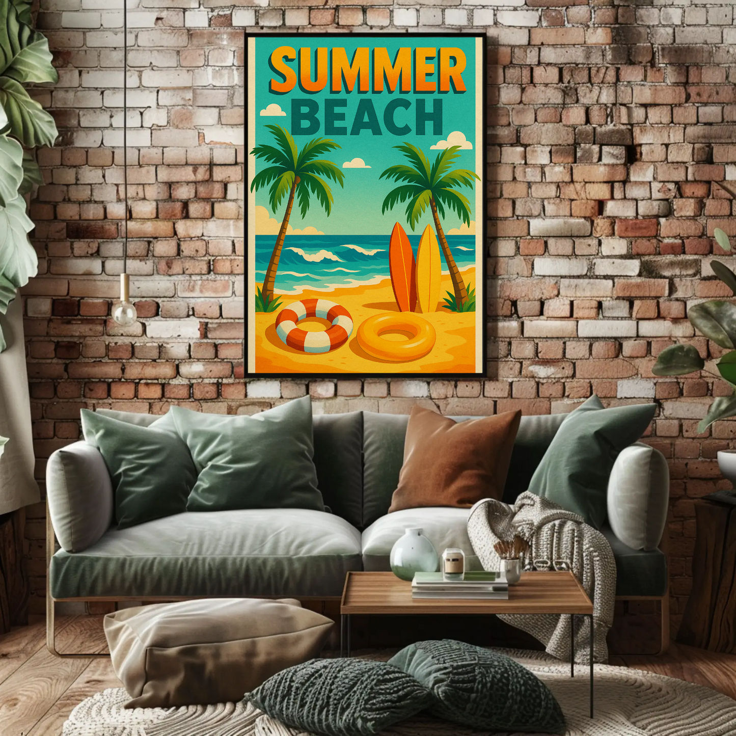 Summer Beach Palm Trees Travel Poster