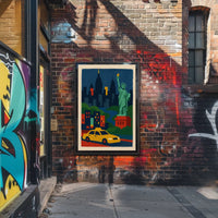 New York City Liberty Skyline Poster Abstract Wall Art