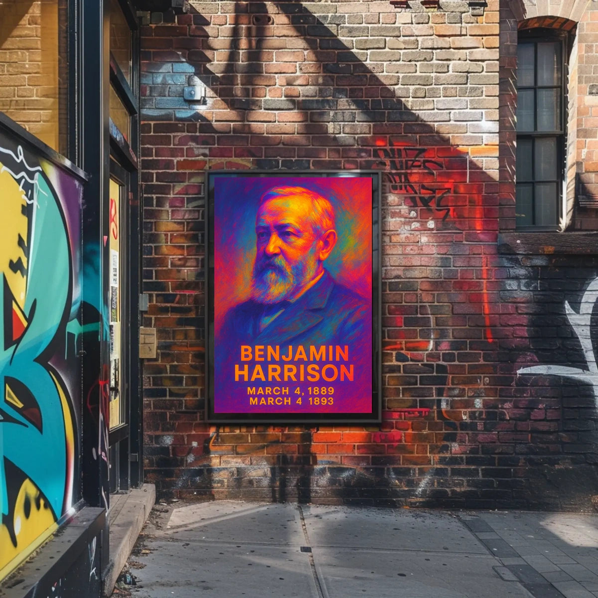 Benjamin Harrison 23rd President of the United States Neon Gradient Overlay Poster