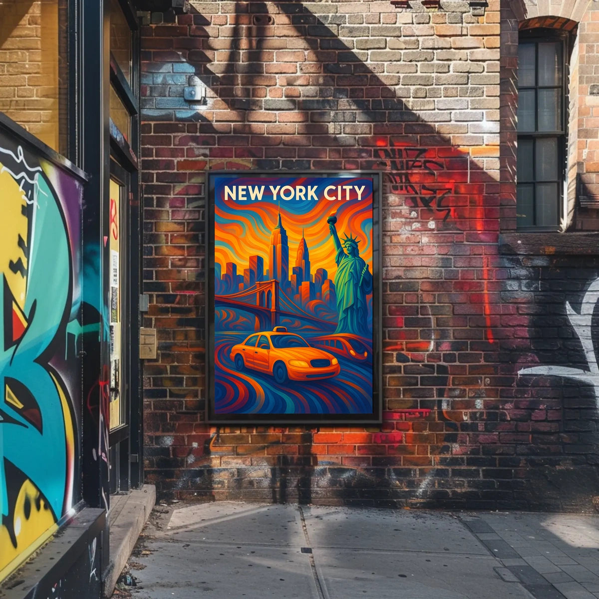 New York City Landmarks Poster Abstract Vibrant Wall Art